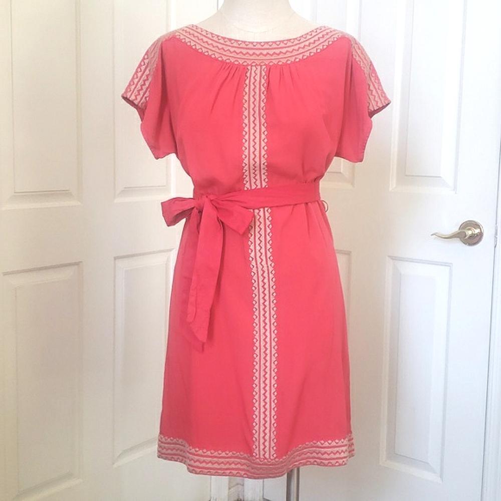 THML for Anthropologie Coral Embroidered Boho Shift Mini Dress / Tunic XS - Picture 7 of 17